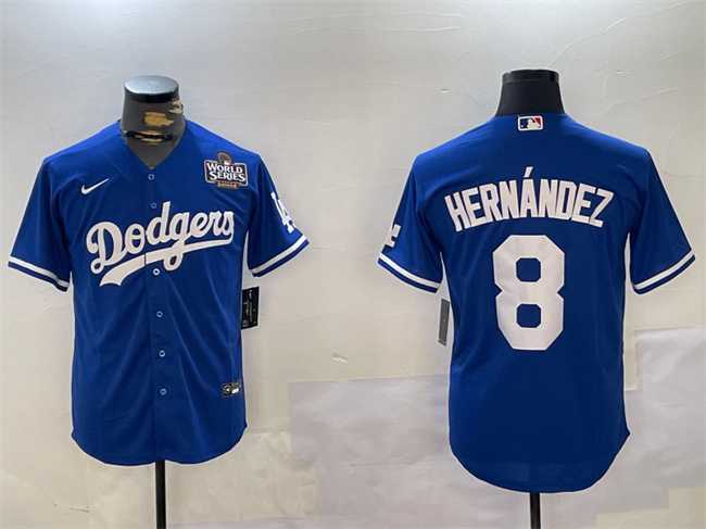 Mens Los Angeles Dodgers #8 Enrique Hernandez Royal 2024 World Series Cool Base Stitched Baseball Jersey